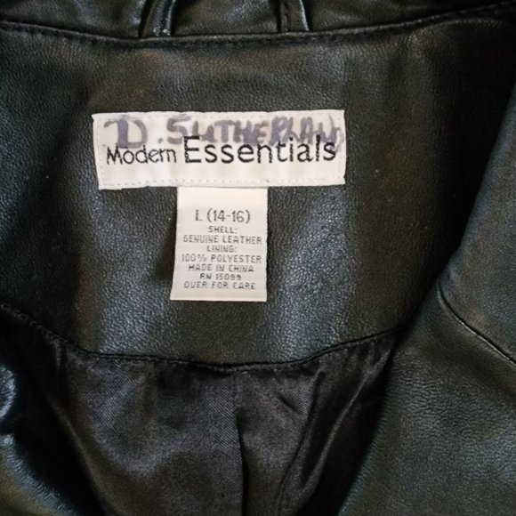 Modern Essentials Black Lambskin Leather Button Front Mid Length Coat Jacket XL - Picture 9 of 10